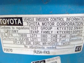 2019 TOYOTA RAV4, BLUE, LE MODEL, 2.5L, AT, FWD.  Z25218